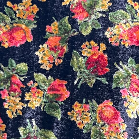 VTG 90s April Cornell  Whimsical Maxi Dress Black Velveteen Floral Size Medium - Picture 8 of 13